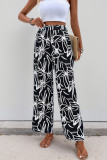 Vacation Style Printed Elastic Waist Wide Leg Pants