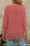 Swiss Dot Hollowed Embroidered Lace Shirt