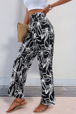 Vacation Style Printed Elastic Waist Wide Leg Pants