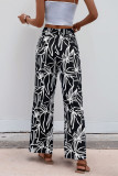 Vacation Style Printed Elastic Waist Wide Leg Pants