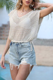 V-Neck Hollow Breathable Short Sleeved Shirt