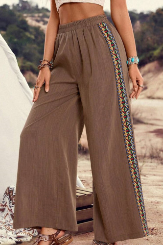 Ethnic Style High Waisted Loose Wide Leg Pants
