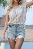 V-Neck Hollow Breathable Short Sleeved Shirt