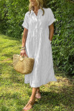 Large Size Striped Short Sleeved Shirt Dress