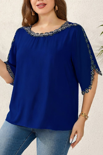 Embroidered Round Neck Short Sleeved Shirt