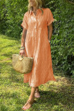 Large Size Striped Short Sleeved Shirt Dress