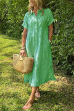 Large Size Striped Short Sleeved Shirt Dress