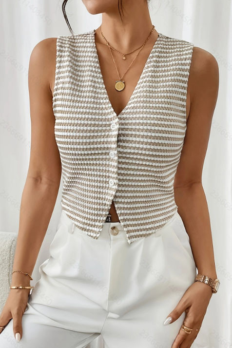 Summer V-Neck Single Breasted Knitted Vest