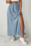 High Waisted Floral Print Split Skirt