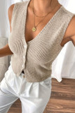Sleeveless V-Neck Breasted Knitted Vest