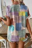 Geometric Pattern Printed Short Sleeved Shirt