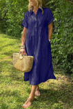 Large Size Striped Short Sleeved Shirt Dress