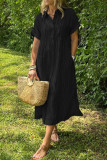 Large Size Striped Short Sleeved Shirt Dress