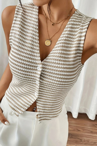 Summer V-Neck Single Breasted Knitted Vest