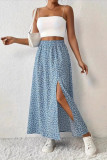 High Waisted Floral Print Split Skirt