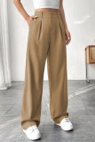 High Waisted Solid Color Suit Wide Leg Pants