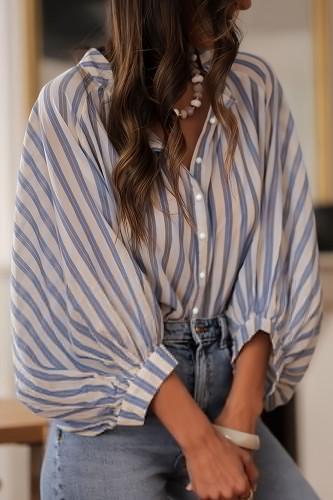 Summer Striped Lantern Long Sleeved Shirt