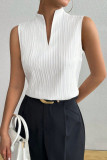 V-Neck Sleeveless Textured Short Sleeved T-Shirt