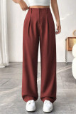 High Waisted Solid Color Suit Wide Leg Pants