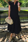 Large Size Striped Print V-Neck Flying Sleeve Dress