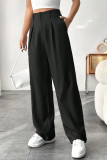 High Waisted Solid Color Suit Wide Leg Pants