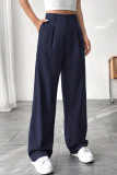 High Waisted Solid Color Suit Wide Leg Pants