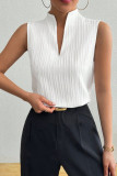V-Neck Sleeveless Textured Short Sleeved T-Shirt