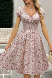 Retro Floral Bubble Short Sleeve Dress