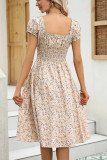 Retro Floral Bubble Short Sleeve Dress