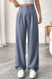 High Waisted Solid Color Suit Wide Leg Pants