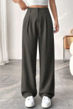 High Waisted Solid Color Suit Wide Leg Pants