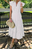 Large Size Striped Print V-Neck Flying Sleeve Dress