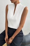 V-Neck Sleeveless Textured Short Sleeved T-Shirt