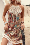 Summer Printed Lace Sleeveless Camisole Dress