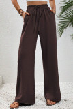 Summer Solid Color High Waisted Wide Leg Pants