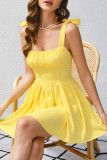 Solid Color Sleeveless Camisole Waist Cinching Dress
