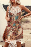 Summer Printed Lace Sleeveless Camisole Dress
