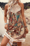 Summer Printed Lace Sleeveless Camisole Dress