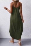 Solid Color Round Neck Camisole Backless Dress
