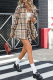 Vintage Plaid Long Sleeved Shirt Short Skirt Two-Piece Set