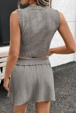 Knitted Sleeveless Vest Short Skirt Two-Piece Set