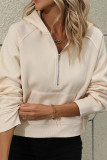 Half Zip Solid Color Long Sleeved Hooded Sweatshirt