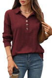 Solid Color Lapel Button Loose Long Sleeved Sweatshirt