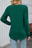 Solid Color V-Neck Loose Long Sleeved T-Shirt