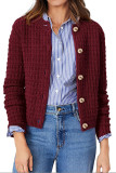 Solid Color Long Sleeved Knitted Cardigan