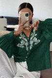 Embroidered Button Long Sleeved Cardigan Shirt