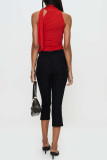 Solid Color Sleeveless Collar Tied With Ribbon Vest