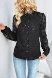 Solid Color Lace Long Sleeved Shirt