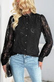 Solid Color Lace Long Sleeved Shirt