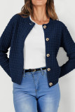Solid Color Long Sleeved Knitted Cardigan